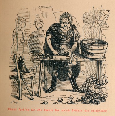 Cäsar sucht die Perlen, für die Britannien berühmt war, ca. 1860 von John Leech