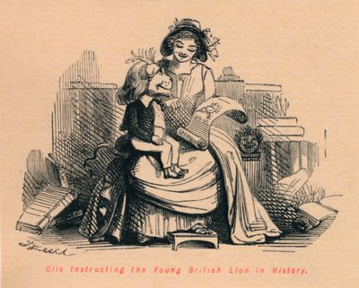 Clio unterrichtet den jungen britischen Löwen in Geschichte, ca. 1860 von John Leech