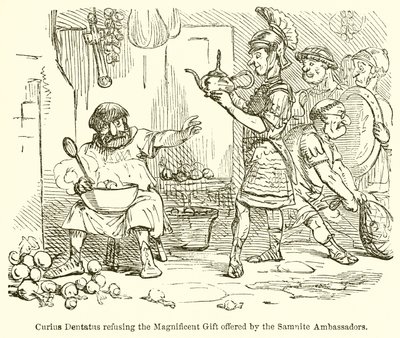 Curius Dentatus lehnt das prächtige Geschenk der samnitischen Botschafter ab von John Leech