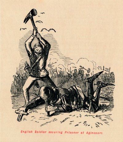 Englischer Soldat sichert Gefangenen bei Agincourt, ca. 1860 von John Leech
