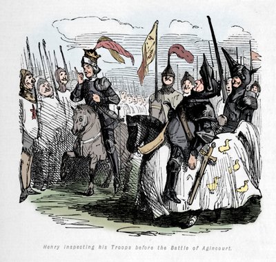 Heinrich inspiziert seine Truppen vor der Schlacht von Agincourt, um 1860 von John Leech