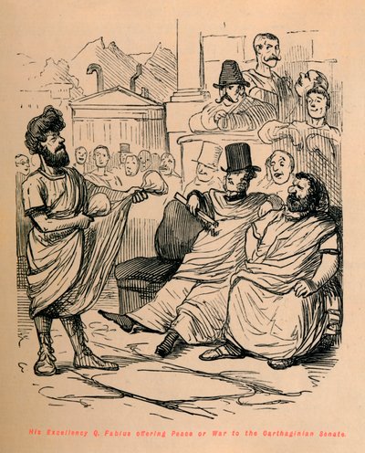 Seine Exzellenz Q. Fabius bietet dem karthagischen Senat Frieden oder Krieg an, 1852 von John Leech
