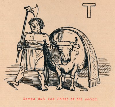 Römischer Stier und Priester der Zeit, 1852 von John Leech