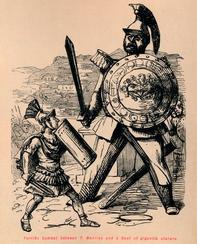 Schrecklicher Kampf zwischen T. Manlius und einem Gallier von gigantischer Statur, 1852 von John Leech