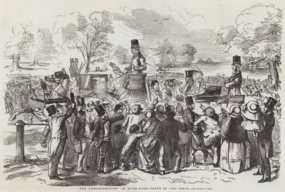Die Demonstration im Hyde-Park von John Leech