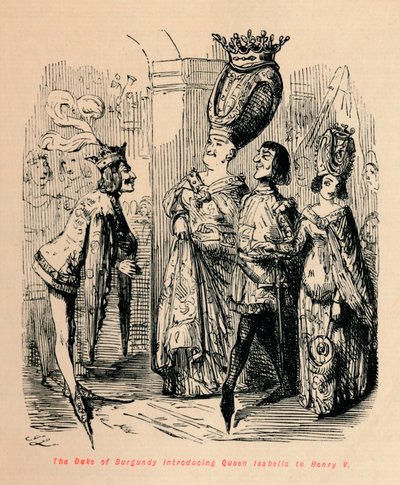 Der Herzog von Burgund stellt Königin Isabella Heinrich V. vor, ca. 1860 von John Leech