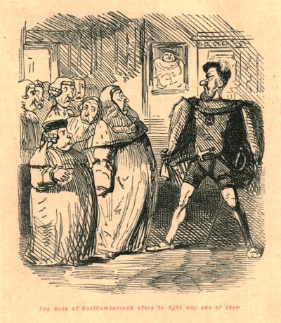 Der Herzog von Northumberland bietet an, gegen jeden von ihnen zu kämpfen von John Leech