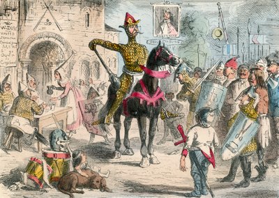 William inspiziert die Freiwilligen vor der Invasion Englands von John Leech