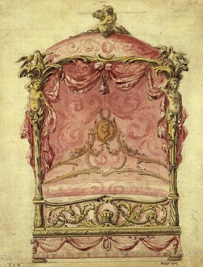 Englisches Design für ein großes Bett, um 1760 von John Linnell
