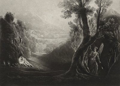Satan betrachtet und Eva im Paradies von John Martin
