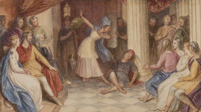 Pyramus und Thisbe, Ein Sommernachtstraum, Akt V, Szene I, ca. 1840 von John Massey Wright