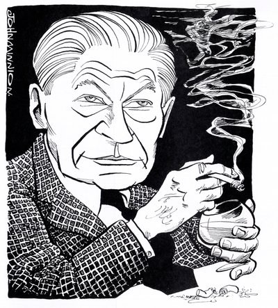 Arthur Koestler - Karikatur von John Minnion