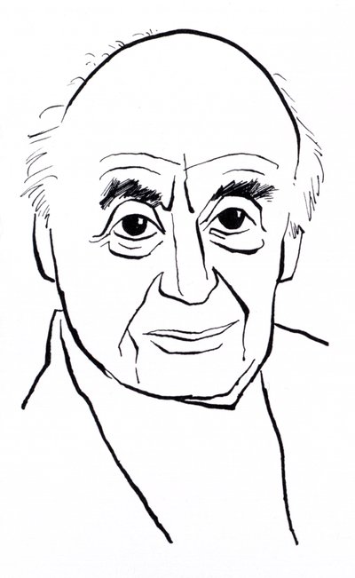 Berthold Goldschmidt, Karikatur von John Minnion
