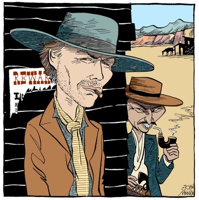 Clint Eastwood und Lee Van Cleef, Karikatur von John Minnion von John Minnion
