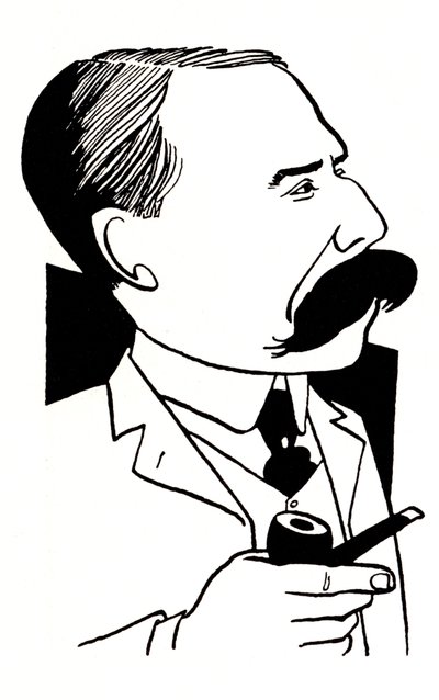 Edward Elgar - Karikatur mit Pfeife von John Minnion
