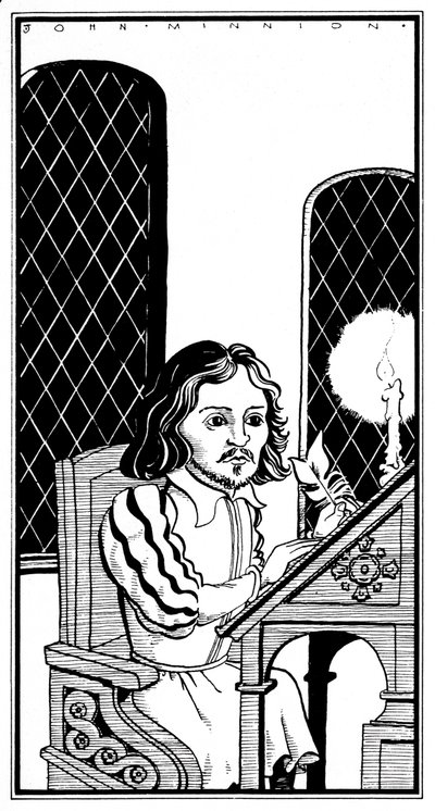Thomas Tallis, Karikatur am Schreibtisch sitzend - Englischer Komponist von John Minnion