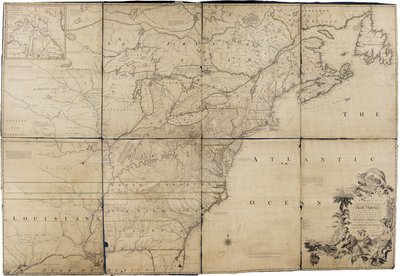 Eine Karte der britischen und französischen Herrschaftsgebiete in Nordamerika von Mitchell von John Mitchell