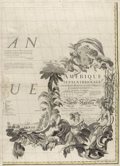 Eine Karte der britischen und französischen Herrschaftsgebiete in Amerika, 1756 von John Mitchell