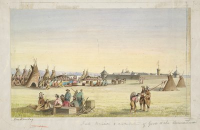 Fort Union & Verteilung von Waren an die Assiniboins von John Mix Stanley