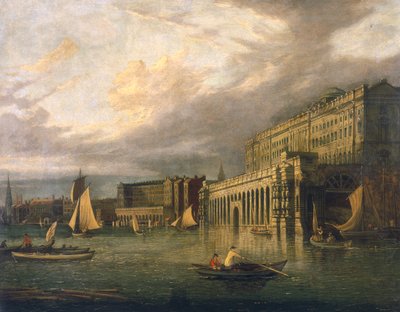 Somerset House und das Adelphi vom Fluss aus, ca. 1825 von John Paul