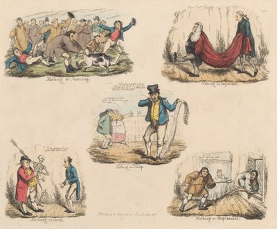 Satz von vier: Viel Lärm um nichts oder Illustrationen alter Sprichwörter von John Phillips