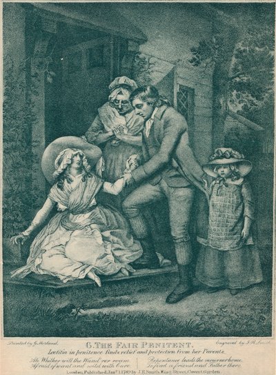 Die reuige Sünderin: Laetitia in Reue findet Trost und Schutz bei ihren Eltern, 1789 von John Raphael Smith