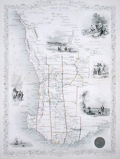 West-Australien, aus einer Serie von Weltkarten veröffentlicht von John Tallis & Co., London & New York von John Rapkin