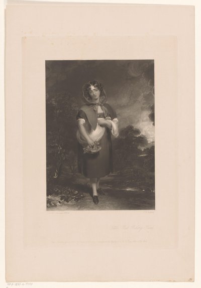 Junge Frau mit Haube und einem Korb in einer Landschaft von John Richardson Jackson