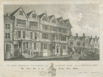 Stafford - Altes "High House": Lithographie, undatiert [19. Jahrhundert] von John Robert Fernyhough