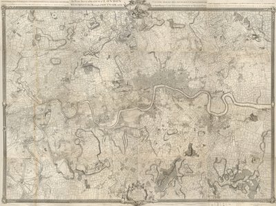 Eine genaue Vermessung der Städte London, Westminster, des Stadtteils Southwark und des Landes in einem Umkreis von zehn Meilen von John Rocque