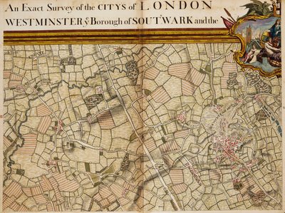 Karte von Willesden und Hampstead von John Rocque