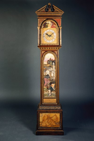 Ein spät 19. Jahrhundert Pedimented Longcase Clock von John Roddam Spencer Stanhope