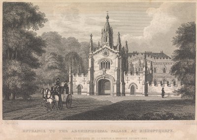 Eingang zum erzbischöflichen Palast in Bishopthorpe (veröffentlicht von I. T. Hinton); Seite 34 (Band Eins) von John Rogers