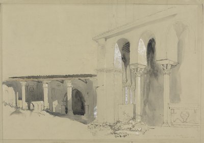 Der Große Platz in Torcello, 1850 (Feder, Tinte und Waschung über Graphit mit Gouache auf braunem Velinpapier) von John Ruskin