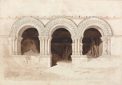 Bögen auf der Westseite des Kreuzgangs von Saint Georges de Bocherville, in der Nähe von Rouen, Normandie von John Sell Cotman