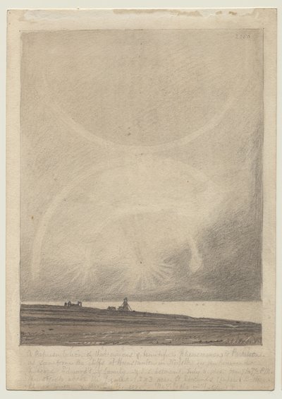 Recto: Ein Effekt des Parhelions, gesehen vom Leuchtturm von Hunstanton am 6. Juli 1816 von John Sell Cotman