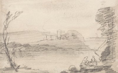 Ruine an einem See, im Stil von Richard Wilson von John Sell Cotman