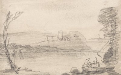 Ruine an einem See, im Stil von Richard Wilson von John Sell Cotman