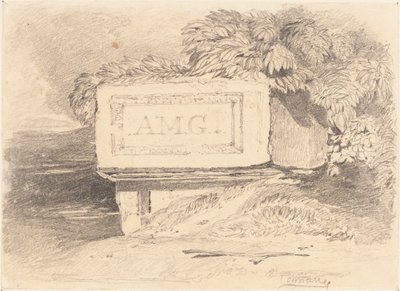 Zerstörtes Grab mit der Inschrift "A.M.G." von John Sell Cotman