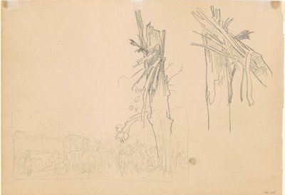 Zwei zerbrochene Bäume; und Studie für "Die Straße" [verso] von John Singer Sargent