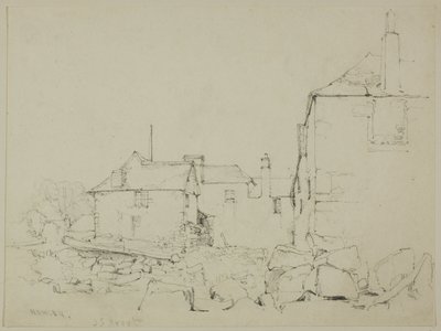 Häuser und Steinmauer, Newlyn von John Skinner Prout