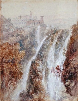 Landschaft mit Wasserfall von John Skinner Prout