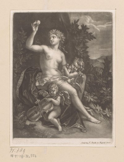 Venus mit einem Apfel und zwei Cupidos mit Geige und Tauben von John Smith