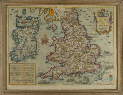 Karte, die die Invasionen von England und Irland mit all ihren Bürgerkriegen seit der Eroberung darstellt, ca. 1627 von John Speed