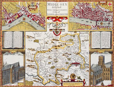 Middlesex beschrieben mit den berühmtesten Städten London und Westminster, aus Speeds 