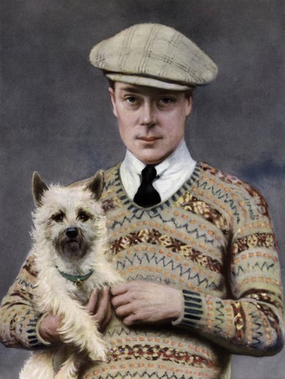 Porträt von König Edward VIII. mit einem Lieblingshund (s/w Foto) von John St. Helier (after) Lander