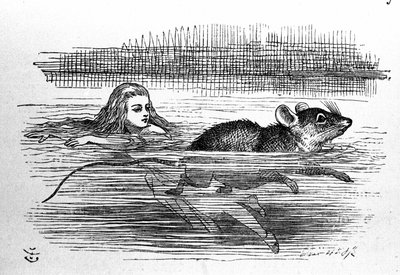 Alice im Wunderland von Lewis Carroll (E. Dodgson). Illustration der Erstausgabe von Tenniel von John Tenniel