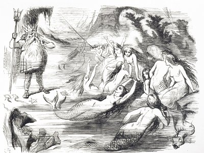 Karikatur über den zweiten Versuch, das Atlantische Telegrafenkabel zu verlegen von John Tenniel
