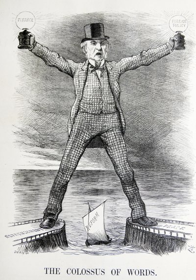 Politische Satire, die William Ewart Gladstone und Benjamin Disraeli darstellt von John Tenniel