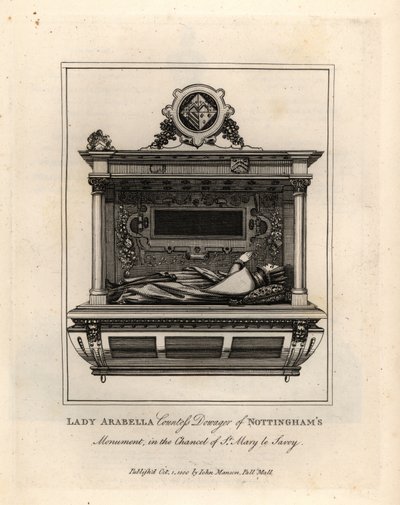 Grabfigur oder Lady Arabella, Gräfin Witwe von Nottingham, im Chor von St. Mary le Savoy von John Thomas Smith